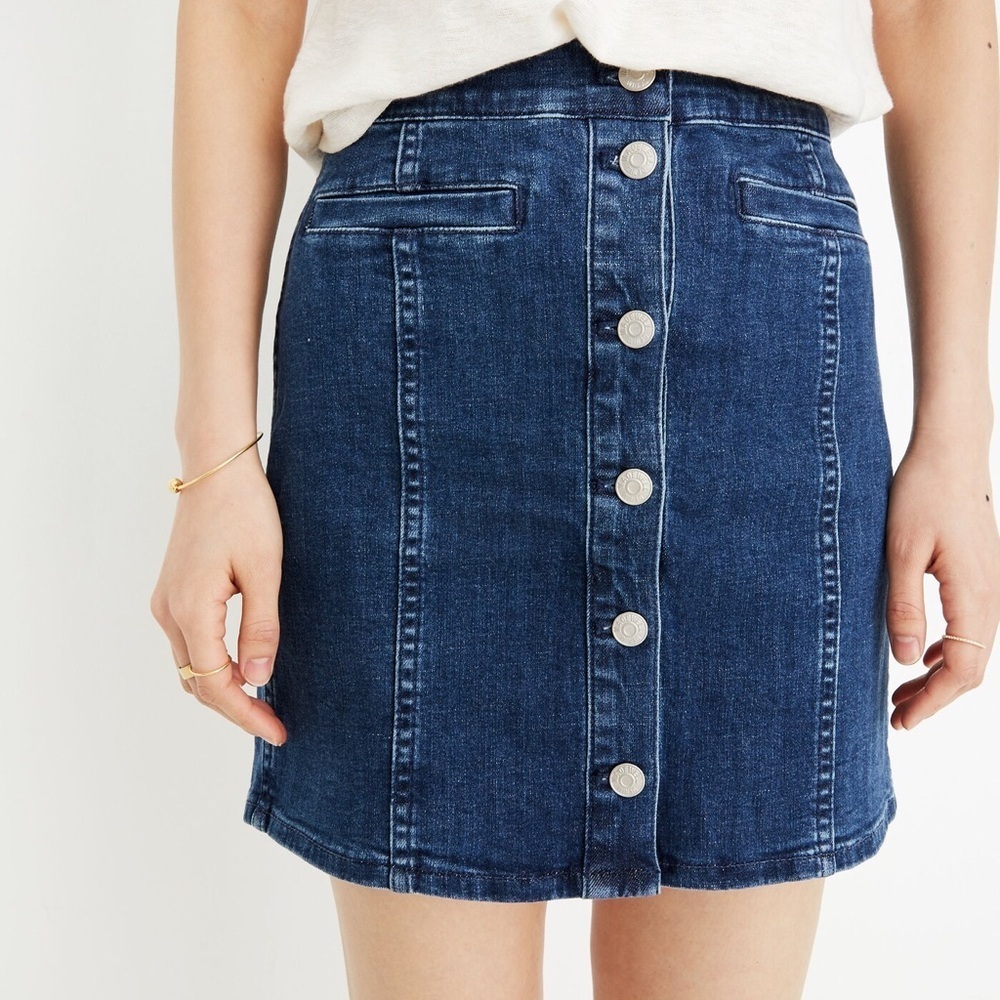 Madewell Stretch Denim Straight Mini Skirt in Marsden Wash - Size 26 - Picture 4 of 7